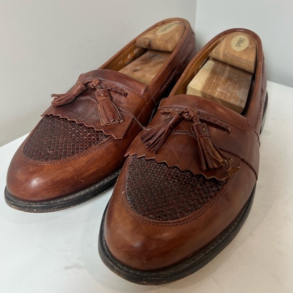 Allen Edmond Size 11 D Cody Brown Leather Woven Tassel Loafer Antique Brown Shoe main image 8